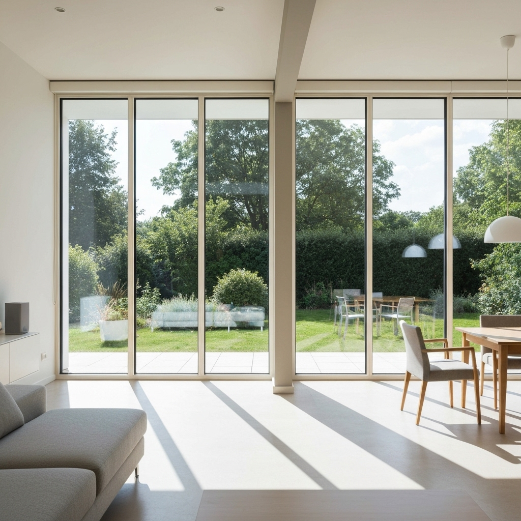 Modern energy efficient windows in beautiful home interior